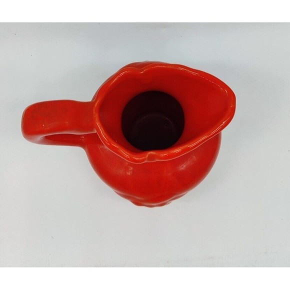 Vintage Mid Century Modern Red Lava Drip Glaze Ewer Milk Water Pitcher Handle - Picture 7 of 11
